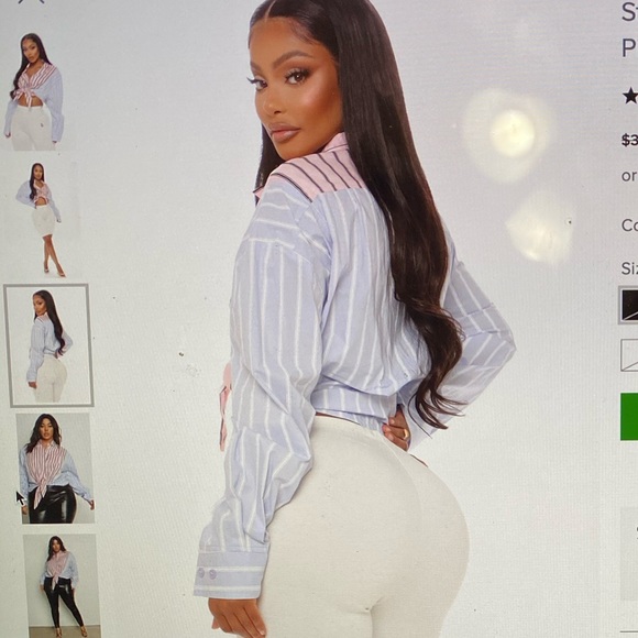 Stripe down to it tie top pink combo - Picture 2 of 3